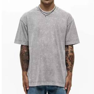 100% algodón estampado personalizado recortado gráfico camisetas hombres fabricante personalizado camiseta para hombre Ringer ácido lavado cuello redondo peso pesado - Product Image 1