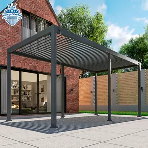 Hot Koop Custom 4X4 Aluminium Pergola Carport Tuinhuisje Bioclimatic Tuin Pergola Met Verstelbare Lamellen Voor Yard