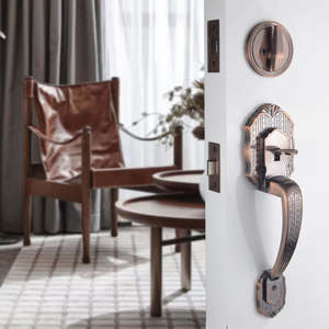 Serratura per Porta di Sicurezza Stile Antico 8061 Monocilindrica con Costruzione in Rame Anticato e Maniglia in Lega di Zinco - Product Image 2