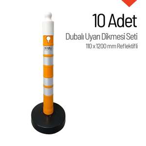 Juego de 10 Postes Delimitadores Amarillos con Baliza y 4 Lados Reflectantes - 120 x 11 cm, Material PE PVC PU para Seguridad Vial y Tráfico - Product Image 4