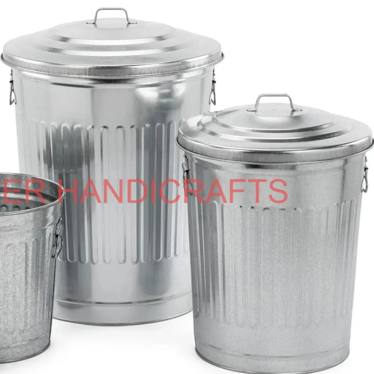 Tamanho personalizado Metal Trash Bin Metal Trash pode ferro Lixo Bin para Home Waste Bin Dustbin exterior galvanizado Lixo Container