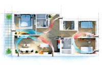 Ventilateur de récupération de chaleur mural BSK Zephyr HRV avec échangeur de chaleur céramique à 90 % d'efficacité pour hôtels et hôpitaux