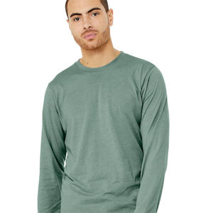 "เสื้อยืดแขนยาว Dusty Blue Heather CVC: พรีเมี่ยมผสมผ้าฝ้ายหวีแอร์ลูม 52% และโพลี 48%, 4.2 ออนซ์, เหมาะสําหรับทุกคน" - Product Image 4