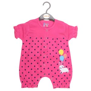 ชุดรอมเปอร์แขนสั้นสำหรับเด็กผู้หญิงแรกเกิด - สีชมพู - Product Image 1