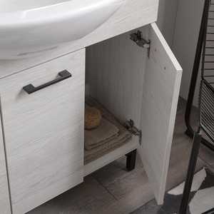 85cm Modern White Oak <b>Floor</b>-<b>Standing</b> Bathroom Cabinet with Ravenna <b>Mirror</b> and Lamp Luxury Bathroom Sets - Product Image 4