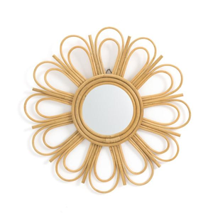 Natural Rattan Flower <b>Wall</b> <b>Mirror</b> - Rustic and Minimalist Home Decoration for Living Spaces <b>Hanging</b> <b>Mirror</b> <b>Wall</b> Decor - Product Image 1