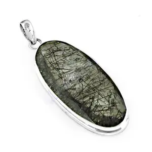 Colgante de Plata 925 con Baño de Rodio y Oro Rosa, con Cuarzo Rutilado, Hecho a Mano, para Mujer - Product Image 2