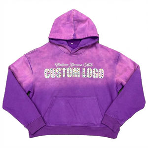 Sweat-shirt unisexe streetwear personnalisé tie-dye délavé à l'acide avec fermeture éclair, coupe évasée, imprimé sérigraphié et strass pour homme - Product Image 2