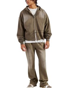 ชุดวอร์มวินเทจปี 2026 เสื้อฮู้ดดี้และกางเกงขาสั้นผู้ชาย ชุดสเวตสูทลายฟอกสี ชุดแทรคสูท สกรีนลายตามสั่ง ผลิตตามแบบ OEM ชุดแทรคสูทแบบมีเชือกผูกสำหรับฤดูหนาว - Product Image 4