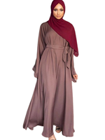 Burqa longue couleur violet uni, personnalisable OEM, confortable pour toutes les saisons, robe islamique de Dubaï, longueur ras du sol, respirante, pour femmes adultes turques