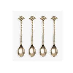 Juego de cubiertos chapados en oro Juego de cubiertos de latón dorado acanalado en relieve Mango de extremo de abeja de miel - Product Image 1