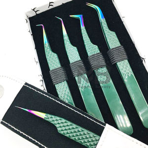 แหนบขนตาปลอมที่หนีบด้วยเพชรสีเขียวเคลือบสีเขียวมีแถบสเตนเลสสตีลแบบญี่ปุ่นแหนบติดขนตาโลโก้ตามสั่ง - Product Image 6