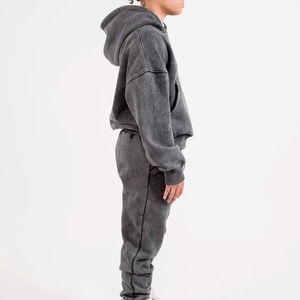 Sudaderas con Capucha Extra Grandes de Algodón para Hombre con Logotipo Personalizado, Sudaderas Cortas Personalizadas de 500 Gsm, Lavado Ácido, Venta al por Mayor - Product Image 4