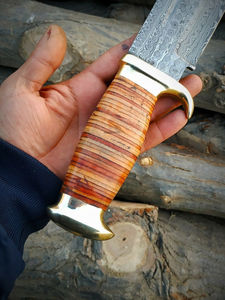 Couteau de chasse Bowie artisanal de luxe, en acier inoxydable de haute qualité, à lame dentelée non interchangeable, garantie 3 ans, OEM - Product Image 3