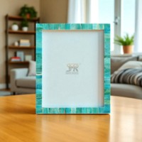 Cadre photo en os vert incrusté, fait main, taille personnalisée avec verre flexible pour affichage sur table ou mur, décoration intérieure et cadeaux