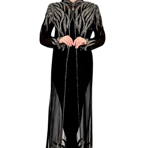 ชุดอาบายะอิสลามแบบหรูหราสไตล์อาหรับ ผ้าจอร์เจตต์ ขายส่ง แบบเปิดด้านหน้า ระบายอากาศได้ดี น้ำหนักเบา ไม่เป็นขุย เหมาะสำหรับฤดูใบไม้ผลิและฤดูร้อน - Product Image 1