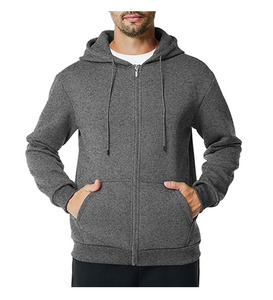 Sudadera con Capucha para Hombre, 100% Algodón, Antiarrugas, Tejido French Terry, Cierre de Cremallera, Bordada, Color Sólido, Ecológica, 300g - Product Image 2