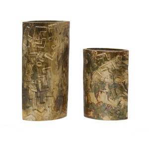 Florero de Metal Texturizado Moderno, Decoración de Mesa de Bronce Dorado de Lujo, Patrón de Ojo Abstracto, Florero de Bronce Retro, Escultura Artística - Product Image 4