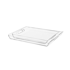 Plateau acrylique blanc design classique avec poignée dorée plateau acrylique pour vaisselle de table d'hôtel plateau acrylique à bon prix - Product Image 3