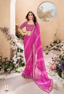 Saree imprimé Leheriya en soie douce de dernier créateur par FabZone - Product Image 3