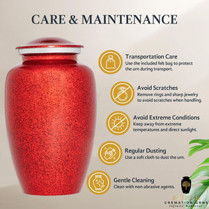 Urne funéraire artisanale rouge de style américain/européen de 10 pouces avec sac en velours, écologique et design personnalisable - Product Image 6