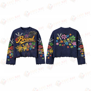 Custom Streetwear Waffle Knit T <b>Shirt</b> Heavyweight Distressed <b>Thermal</b> Cotton DTG Print Long Sleeve T-<b>Shirt</b> <b>Men</b> - Product Image 6