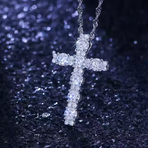 Diamond Moissanite Hip Hop <b>Cross</b> Pendant Platinum Solid Gold Bespoke Elegant <b>Jewelry</b> for Men and Women - Product Image 5