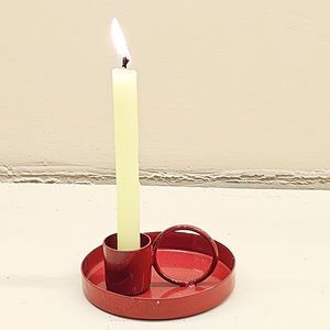 Bougeoir en métal pêche avec poignée Porte-bougie en fer vintage Bougeoir décoratif pour la décoration de la maison et de la table - Product Image 4