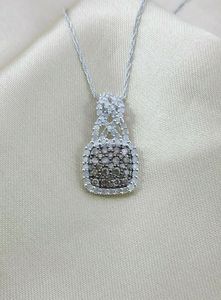 JEWELSPAARK Collier pendentif halo en diamant blanc brun naturel rond de 1,75 ct pour femme, chaîne en argent sterling - Product Image 3