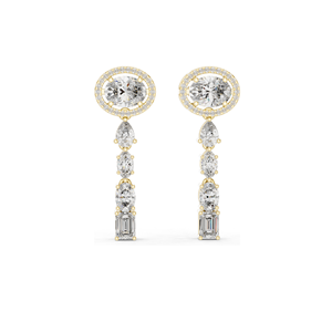Boucles d'oreilles pendantes en diamant de laboratoire 3,338 CT, taille ovale, poire et émeraude, or 18 carats, 14 carats, 10 carats et argent 925, rose, jaune - Product Image 4