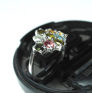 Anillo de racimo de plata con piedras preciosas de turmalina Natural para mujer Estilo religioso de pureza 92,5 - Product Image 6