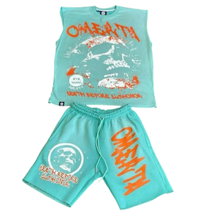 Ensemble chemise et short pour hommes de luxe OEM sur mesure avec manches de sérigraphie de haute qualité moins de chemise design et ensemble short - Product Image 4