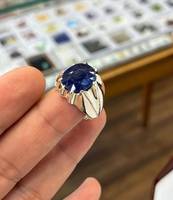 Bague en verre bleu de luxe faite à la main, bague de fiançailles, de mariage, d'anniversaire, pour mari, personnalisable, bijoux sans nickel