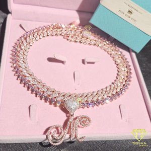 Colgante personalizado con letras de corazón y Plata de Ley 925 en VVS Lab Grown Diamonds Hip Hop Jewelry - Product Image 2