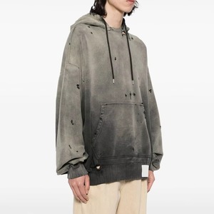 Sudadera con Capucha Vintage para Hombre, Estilo Desgastado, Teñido Liso, Tela Gruesa, Detalles de Costura Lavados, Logotipo Personalizado, Fabricante OEM ODM - Product Image 4
