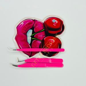 Pince à épiler professionnelle GETUP BROSONS IMPEX en acrylique rose vif, pointe en fibre, Cherry Kiss Tiles, multifonctionnelle, formes variées - Product Image 2