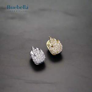 เครื่องประดับ BUEBELLA แบบสั่งทำพิเศษ เงินแท้ 925 ชุบทอง 14K ประดับเพชรแบบฟันเดี่ยว สไตล์ฮิปฮอป ยูนิเซ็กซ์ ดีไซน์เฉพาะตัว - Product Image 2