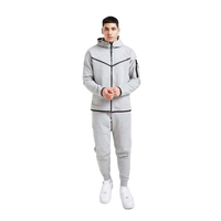2024 Logo Kustom Hoodie Solid Tech Fleece Katun Pakaian Olahraga Tahan Angin Pria Ukuran Besar Jogger Tracksuit Musim Dingin Ibu Hamil 2 1