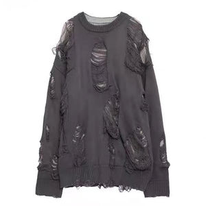 Suéteres de dos piezas con agujeros para hombre, prendas de punto de gran tamaño con diseño hueco, cárdigan Reversible, abrigos, ropa para hombre - Product Image 6