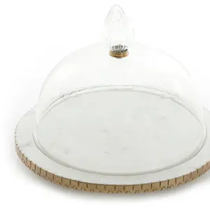 Elegante plato y cúpula de madera y vidrio para restaurante y cafetería, ideal para utensilios de cocina para el hogar, mesa de comedor, servicio de comida - Product Image 6