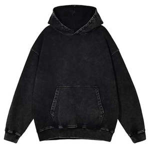 Sweat-shirt à capuche surdimensionné en molleton 380GSM personnalisé, poids lourd, coupe régulière vintage, lavage à l'acide, unisexe, col montant, 100% coton - Product Image 3