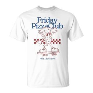 Camiseta Retro Cool Friday Pizza Club con Estampado de Pizza y Estilo Vintage para Skateboarding, Promocional con Diseño de Baloncesto - Product Image 1