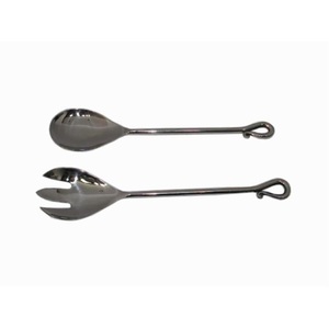 เซิร์ฟเวอร์สลัดโลหะสำหรับเสิร์ฟสลัดใหม่ชุดช้อนส้อมโลหะสแตนเลสสลัดเซิร์ฟเวอร์ด้วยมือปลอมแปลงออกแบบใหม่ - Product Image 2