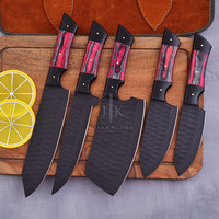 Nouvel ensemble de couteaux de chef professionnels à manche en bois avec revêtement en poudre noire – Vente en gros à bas prix
