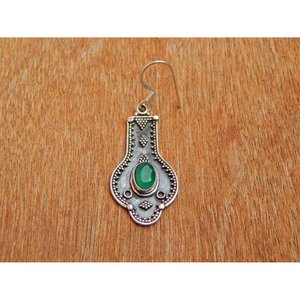 925 Sterling Silver Green <b>Onyx</b> Handmade Vintage Dangle <b>Earrings</b> Fine Jewelry Gift Item E0096-GS - Product Image 3