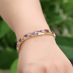 Pulsera de amatista especial de grado Avant, pulsera de tenis de amatista chapada en oro amarillo de 18 quilates para mujer, regalo para su regalo de aniversario - Product Image 3