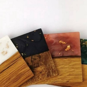 ชุดที่รองแก้วเรซินอีพ็อกซี่2025พรีเมี่ยม6ชิ้นแผ่นไม้เอฟเฟกต์หินอ่อนพร้อมที่วาง - Product Image 2