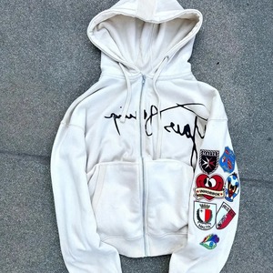 Y2K nouveau gothique fermeture éclair à capuche rétro multicolore motif conception homme Hoodi rue rétro Harajuku Hip Hop sweat ample - Product Image 4