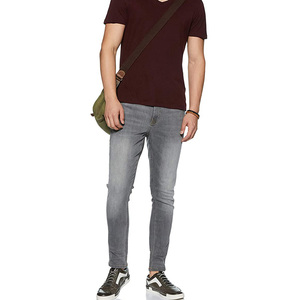 2025 último diseño de pantalones vaqueros para hombre hechos a mano Slim Fit pierna recta con parche de mezclilla bordado de cintura alta gran oferta - Product Image 3
