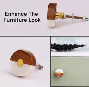 Bouton d'armoire en pierre et bois en laiton AK en finition multicolore bouton attrayant pour meubles d'armoire et de commode - Product Image 5